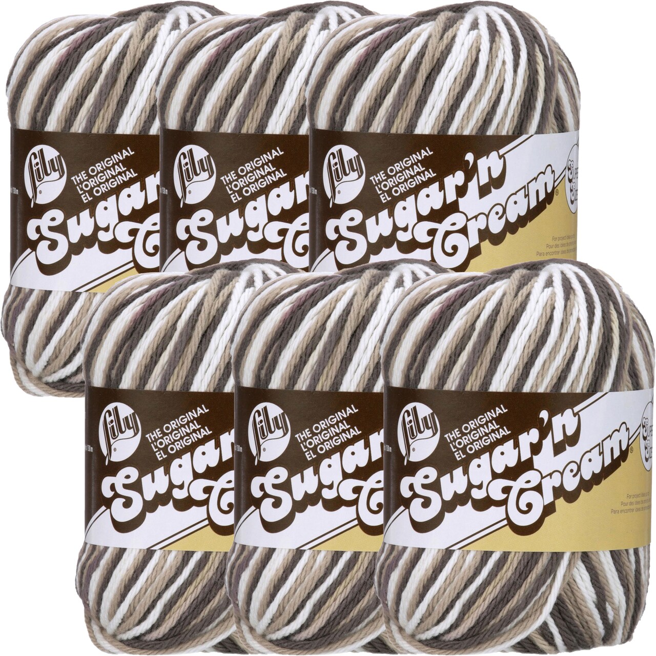 Lily Sugar'N Cream Super Size Chocolate Yarn - 6 Pack of 85g/3oz - Cotton - 4 Medium (Worsted) - 150 Yards - Knitting/Crochet